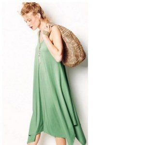 Garnet Hill Light Green Asymmetrical Slip Dress